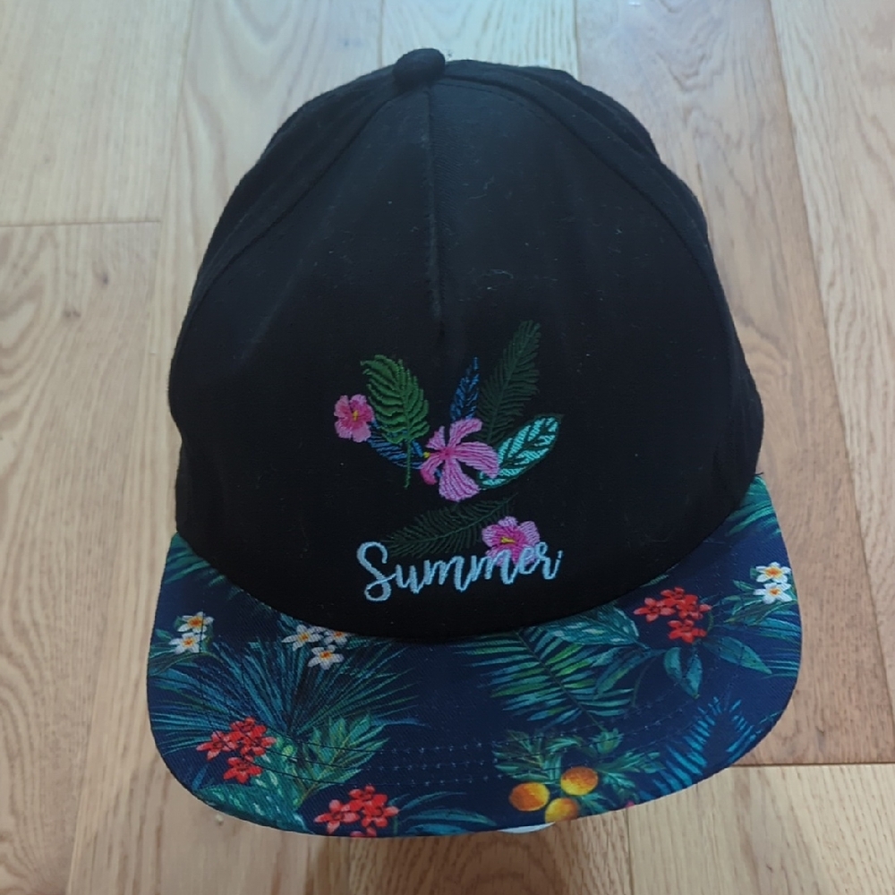 Miniso. Black Floral 'Summer' Cap. Adjustable Snapback.